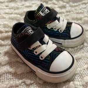Baby Girl Black & Rainbow Converse Size 3